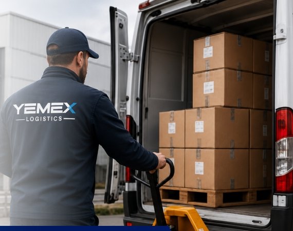 Yemex Logistics van being loaded